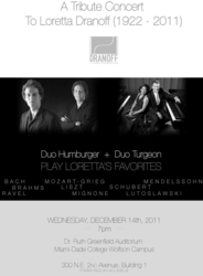 Duo Humburger and Duo Turgeon will perform favorites of the two piano repertoire